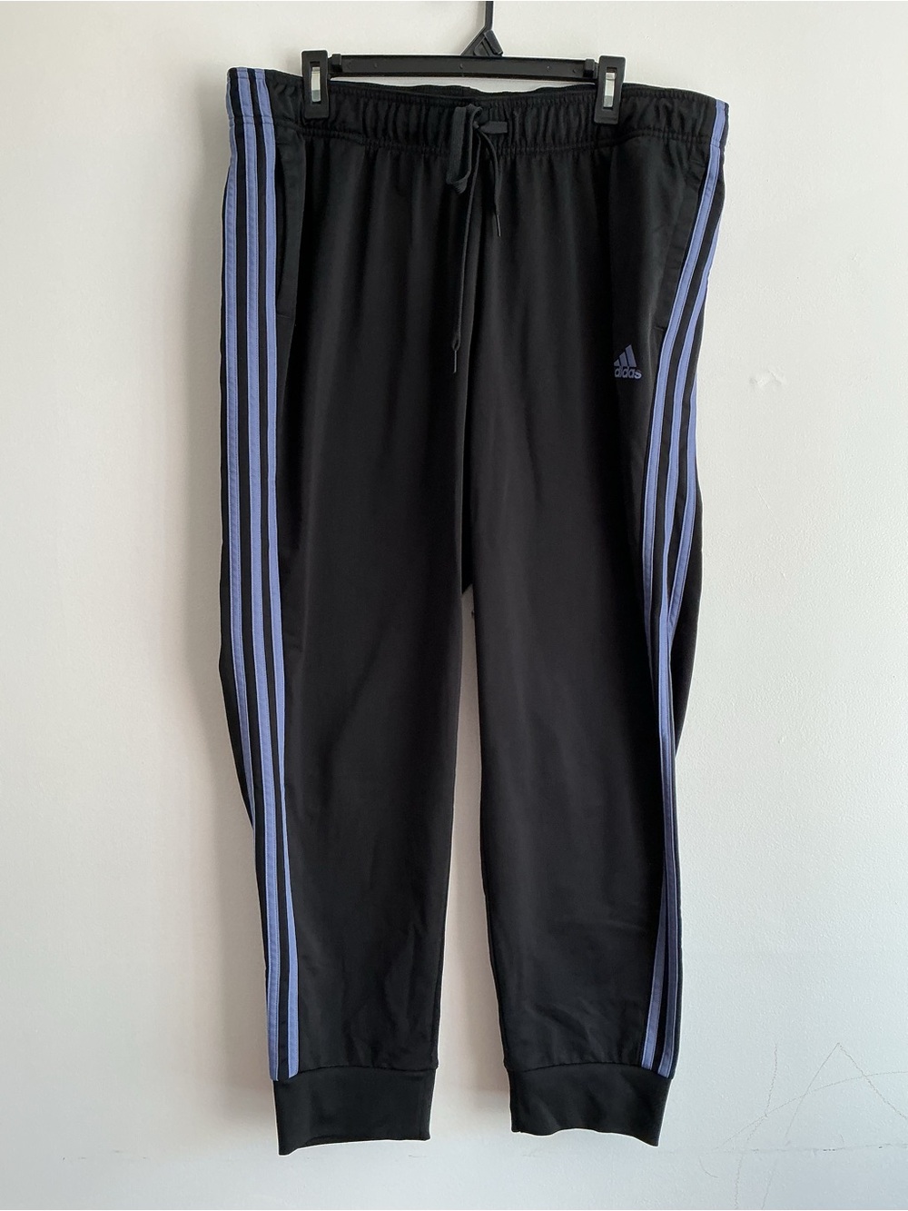 adidas Kids Black Track Pants with Light Blue Side Stripes